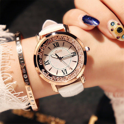 Women Watches Flowing Diamond Dial Design Luxury