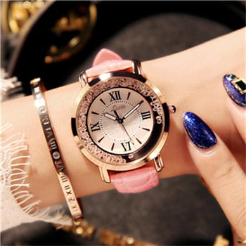 Women Watches Flowing Diamond Dial Design Luxury