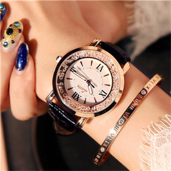 Women Watches Flowing Diamond Dial Design Luxury